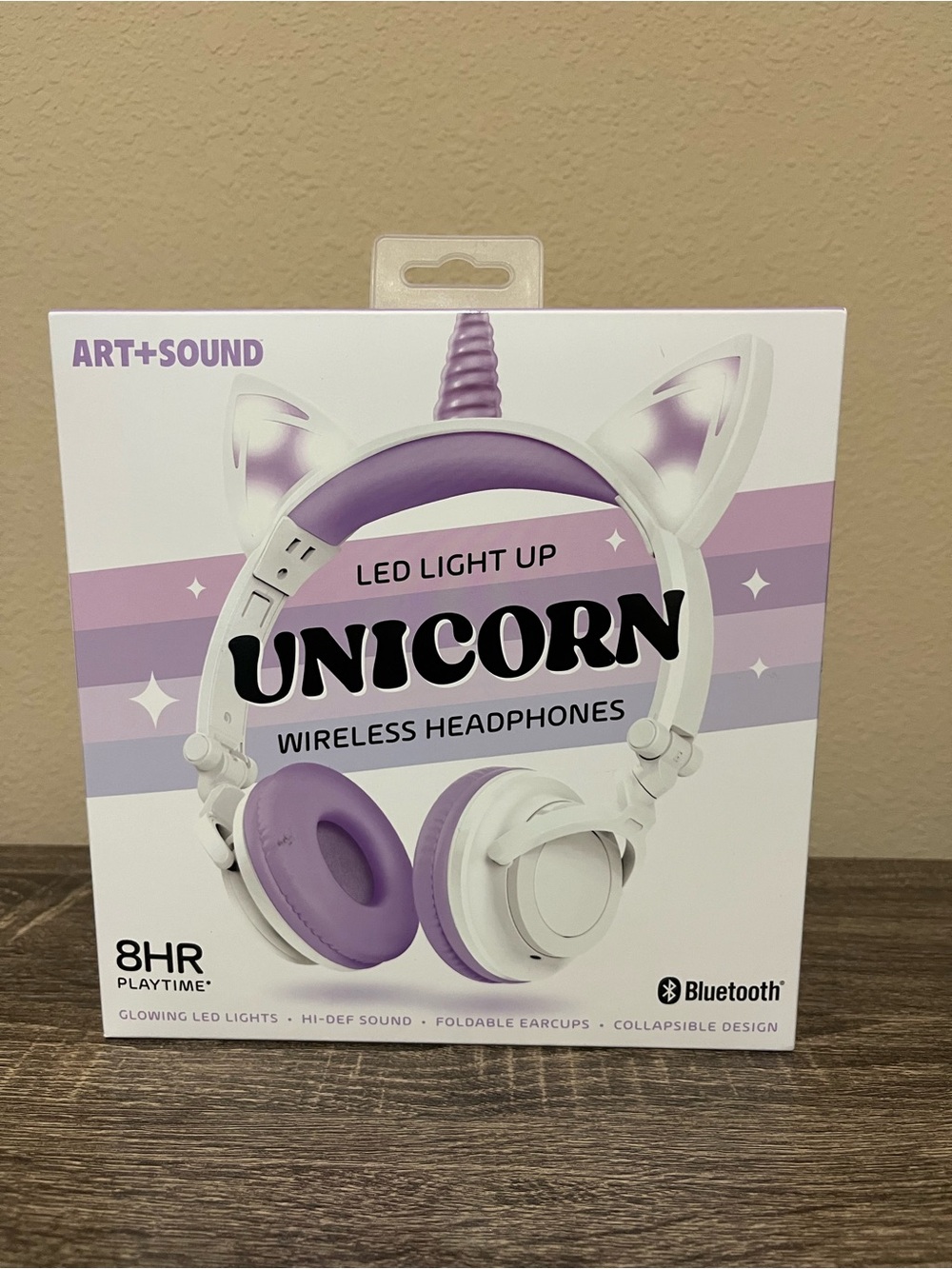 Unicorn LED Light-Up Wireless Headphones - White & Purple